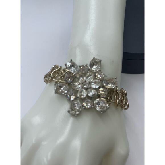 Lulu Frost for J. crew Gold Tone Rhinestone Cluster Statement bracelet - Picture 3 of 13